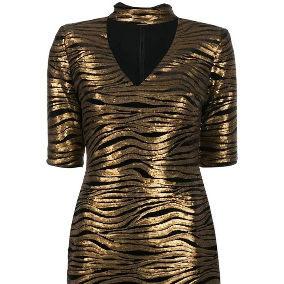 Alice + Olivia Inka Leopard Print Gold and Black Mini Dress - Picture 2 of 8